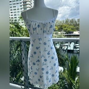 Floral Blue and White Dress